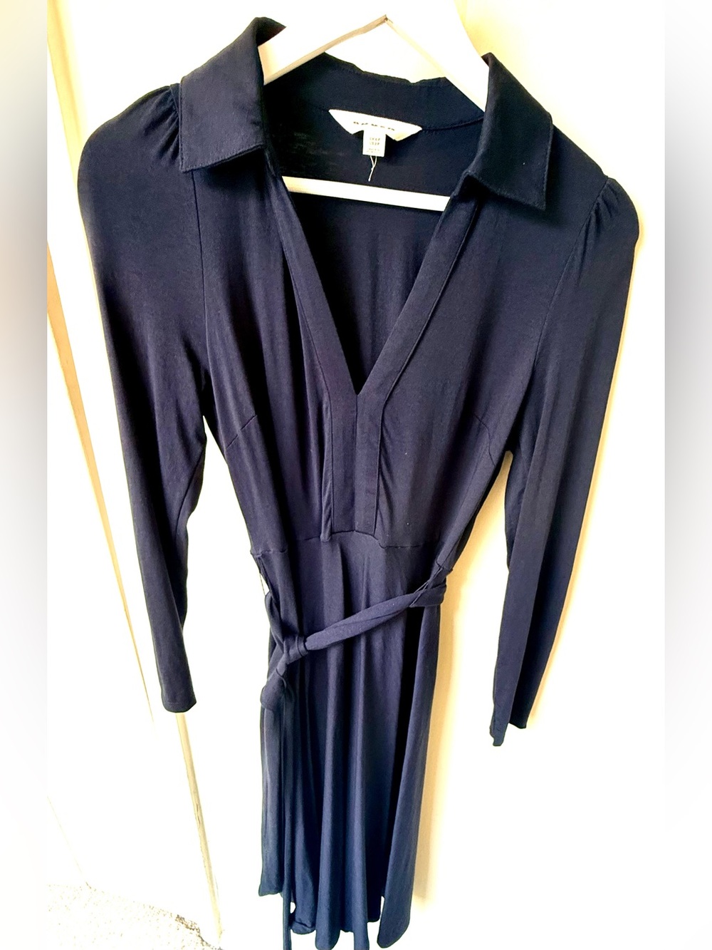 Never worn: Boden Navy Imogen Collared Long Sleeve Dress with Tie (2P)